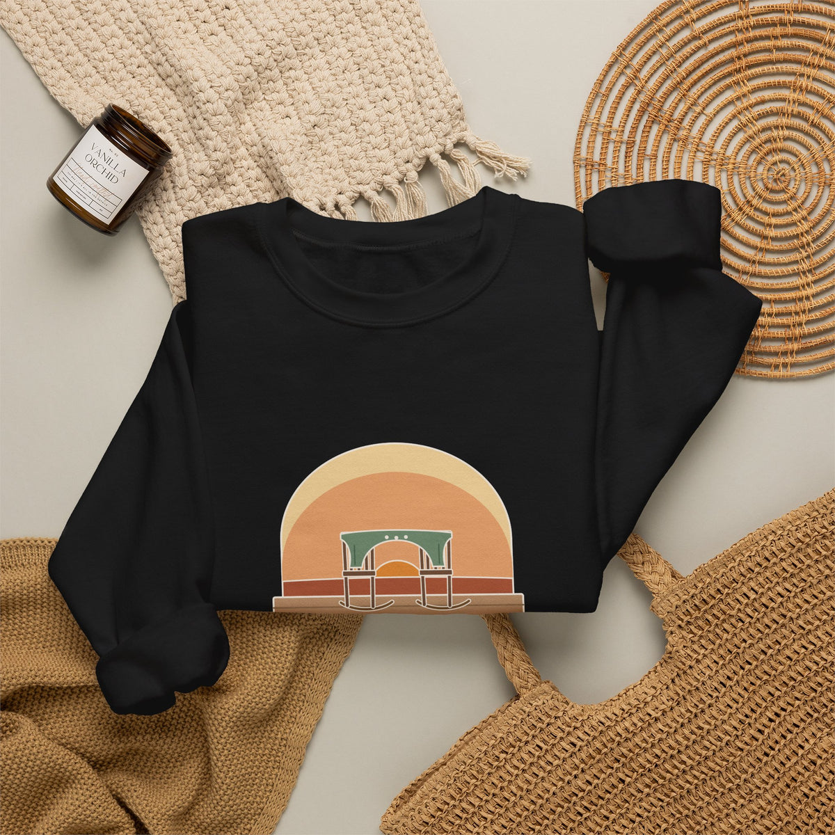 Grow Old Along with Me Sweatshirt, Anniversary Browning Quote Crewneck with Porch Rocking Chairs