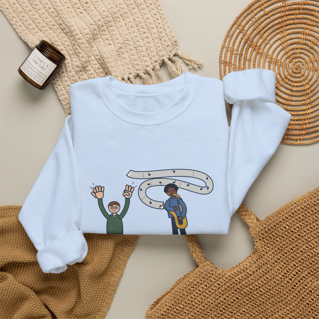 School Jazz Band Director Crewneck Sweatshirt - Eight Bars, The Sax Took Thirty-Two