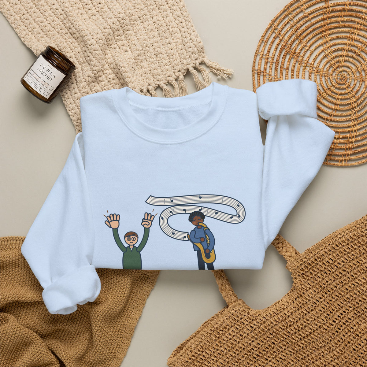 School Jazz Band Director Crewneck Sweatshirt - Eight Bars, The Sax Took Thirty-Two