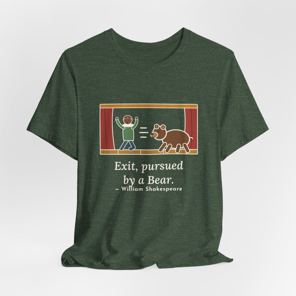 Shakespeare Quote T-Shirt, Exit, Pursued by a Bear, Theatre Stage Chase Tee