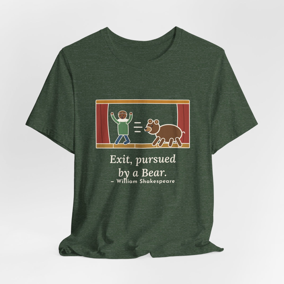 Shakespeare Quote T-Shirt, Exit, Pursued by a Bear, Theatre Stage Chase Tee
