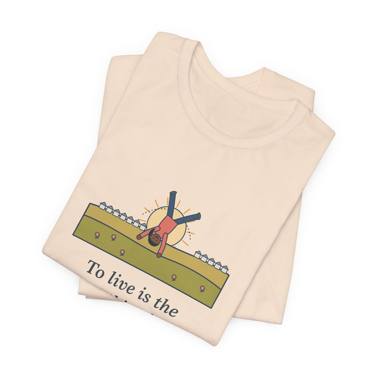 Oscar Wilde Quote T-Shirt, To Live Is the Rarest Thing in the World, Literary Cartwheel Meadow Tee