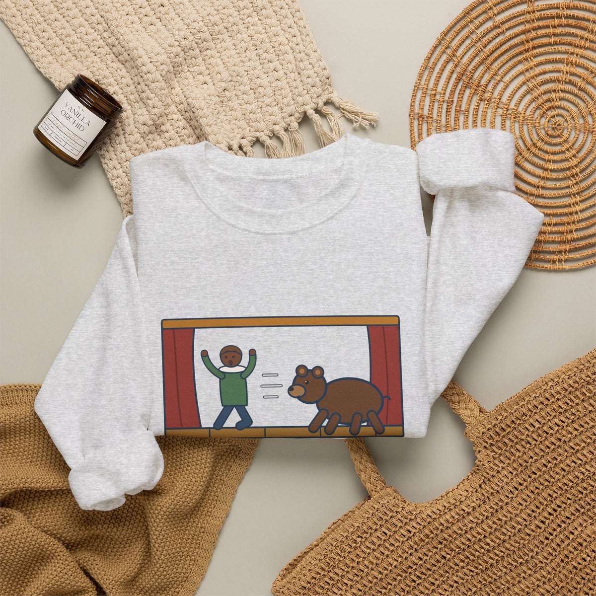 Exit, Pursued by a Bear Sweatshirt, Theatre Shakespeare Quote Crewneck with Stage Chase
