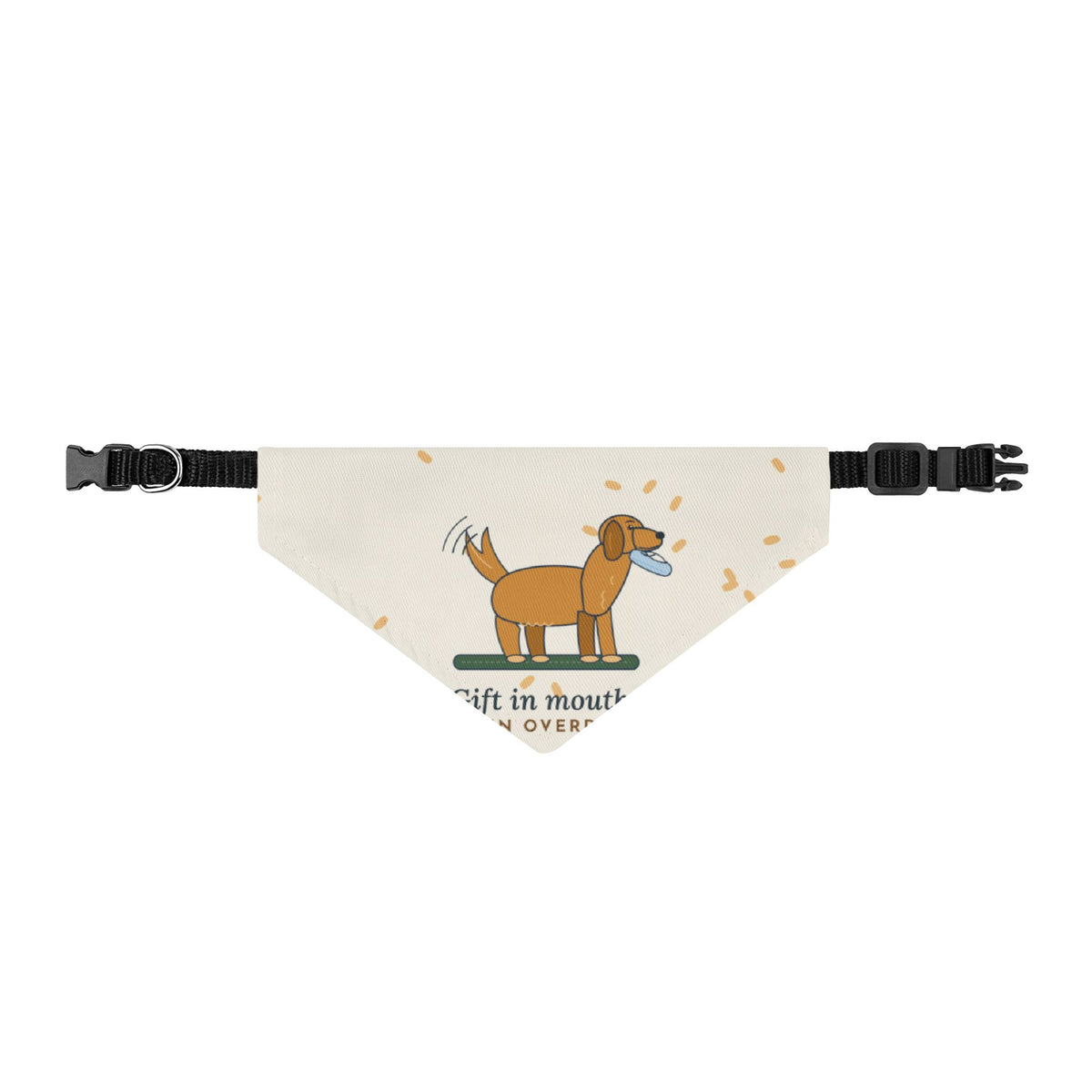 Golden Retriever Dog Bandana - Gift in Mouth, Tail in Overdrive Clip-On Pet Bandana