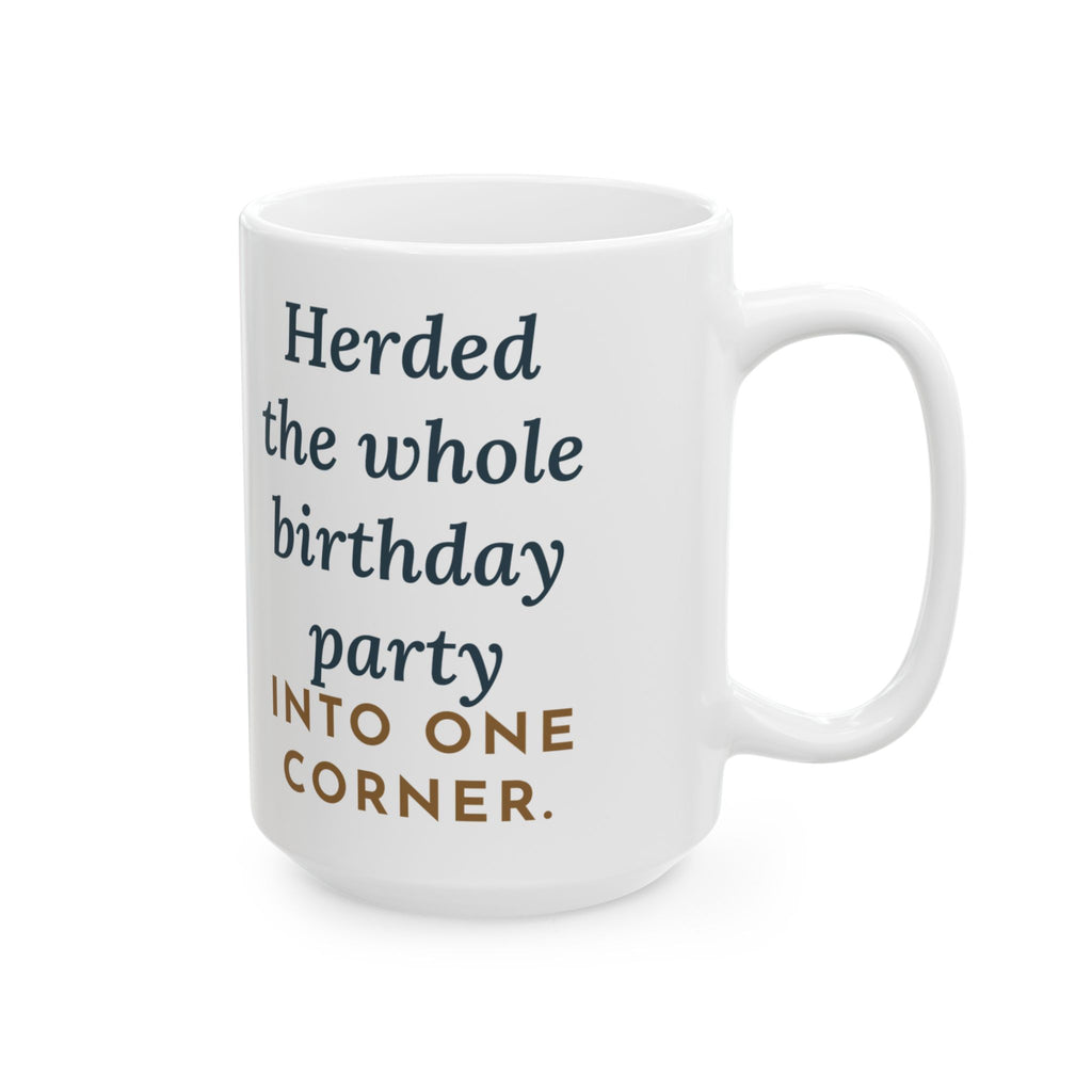 Large 15oz Swedish Vallhund Mug - Herded the Birthday Party Into One Corner