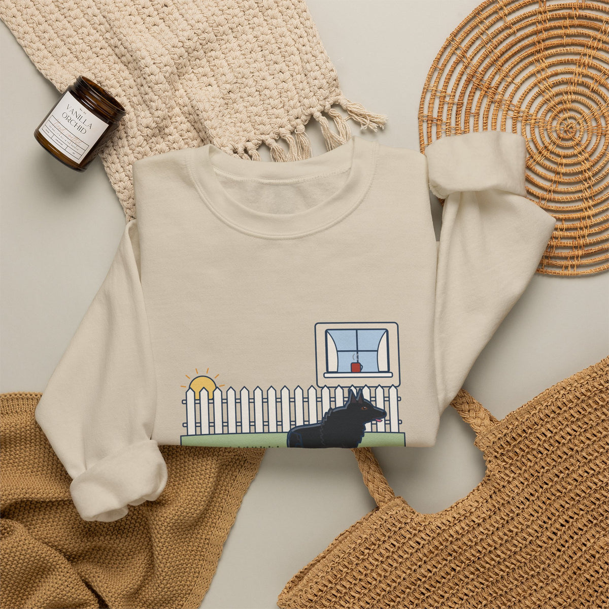 Schipperke Crewneck Sweatshirt - Patrolled the Fence Line Eleven Times Before Breakfast