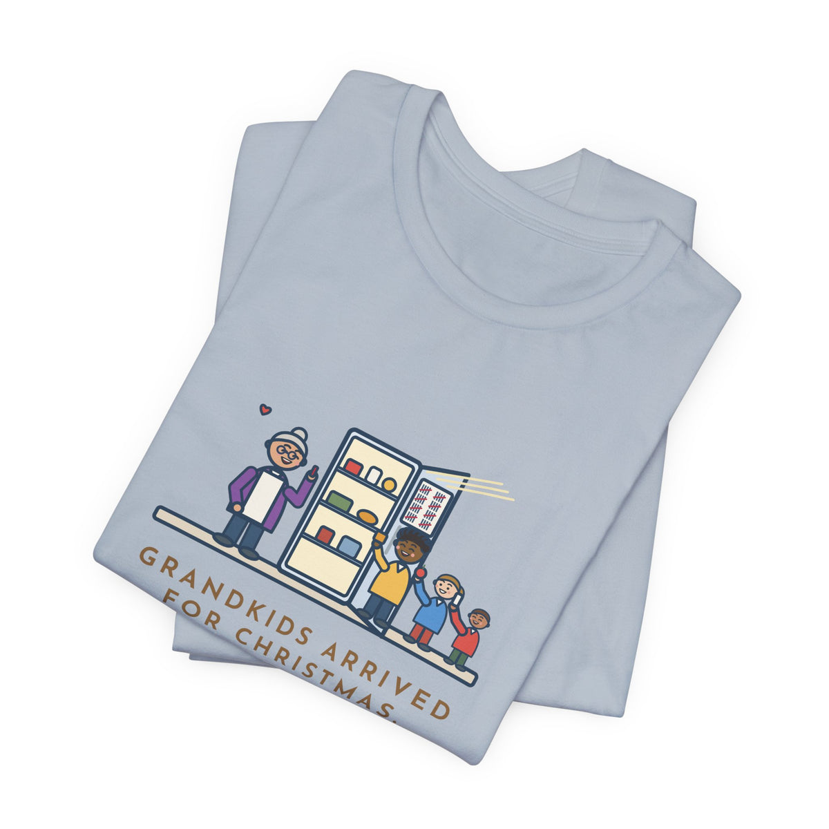 Funny Grandkids at Christmas T-Shirt, Arrived for the Holiday, The Fridge Door Opened Forty Times in the First Hour, Fridge Tally Tee