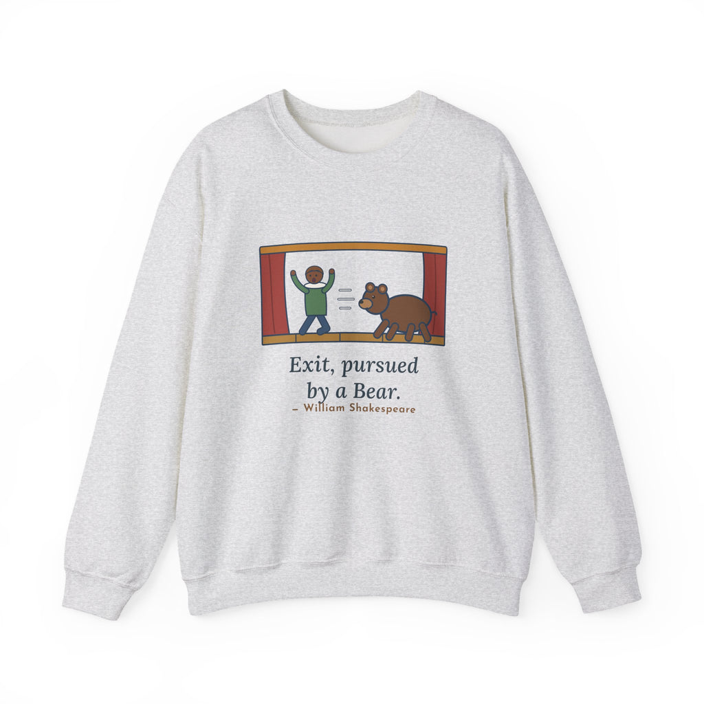 Exit, Pursued by a Bear Sweatshirt, Theatre Shakespeare Quote Crewneck with Stage Chase