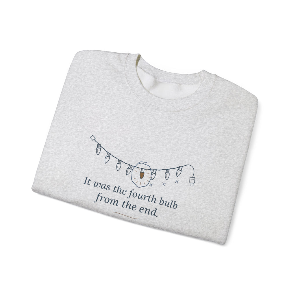 Funny Christmas Lights Crewneck Sweatshirt - It Was the Fourth Bulb From the End