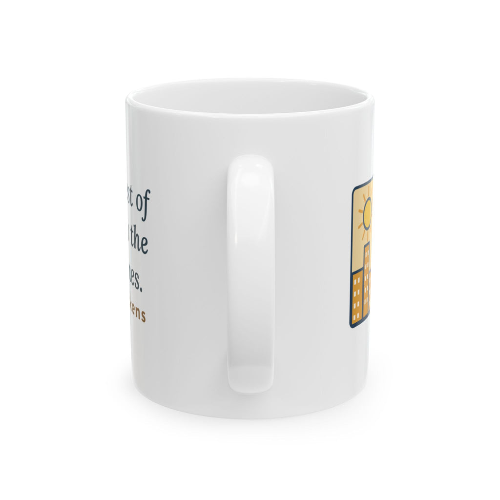 Dickens Quote Mug, It Was the Best of Times, It Was the Worst of Times, Literary Split Skyline Coffee Mug 11oz