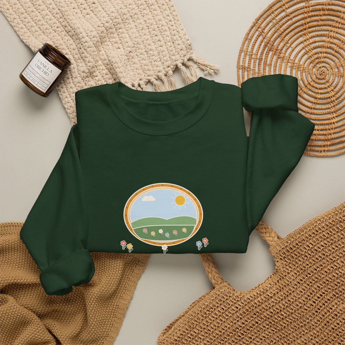 Shall I Compare Thee to a Summer's Day Sweatshirt, Love Shakespeare Quote Crewneck with Framed Meadow