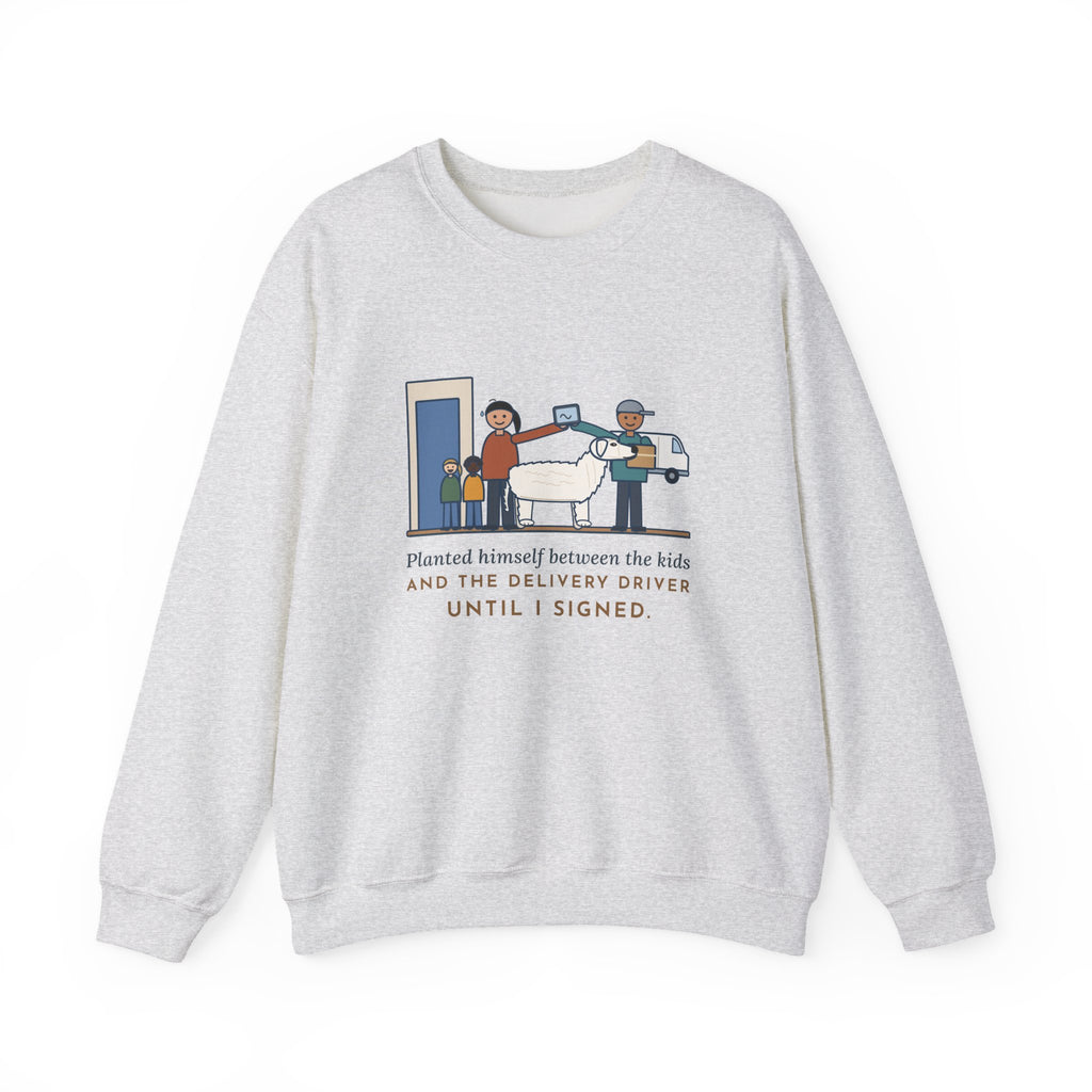 Kuvasz Crewneck Sweatshirt - Kept Watch Over the Kids Until the Delivery Was Signed