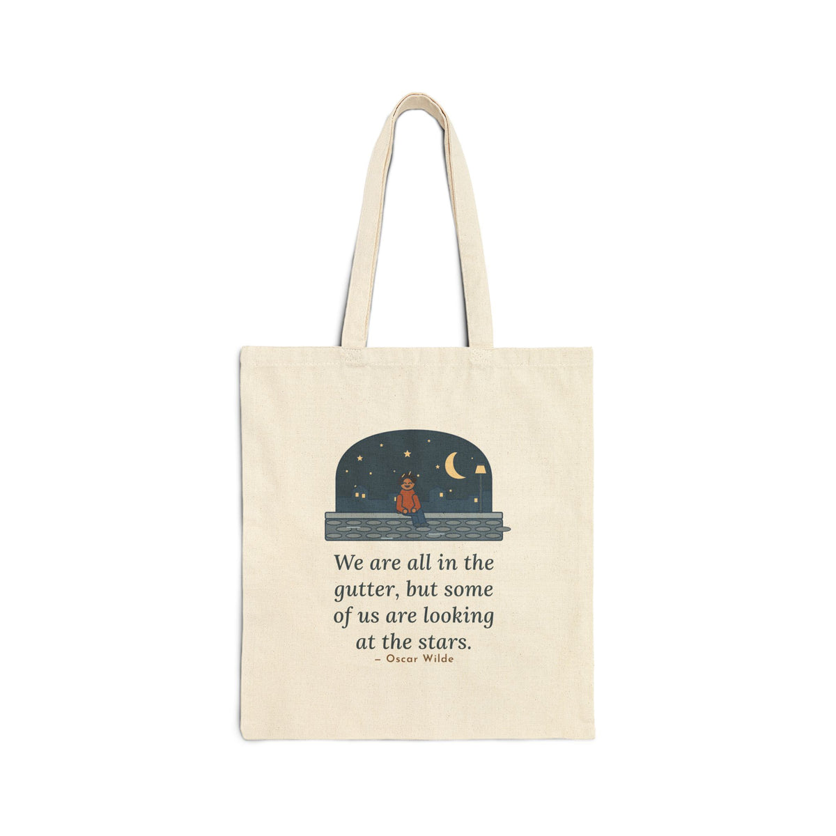 Some of Us Are Looking at the Stars Tote Bag, Literary Oscar Wilde Quote Tote with Stargazer Curb