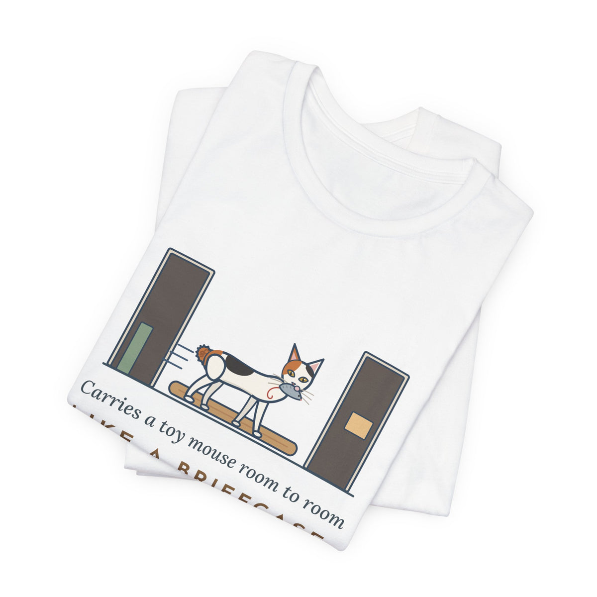 Japanese Bobtail Cat T-Shirt - Carries a Toy Mouse Room to Room Like a Briefcase