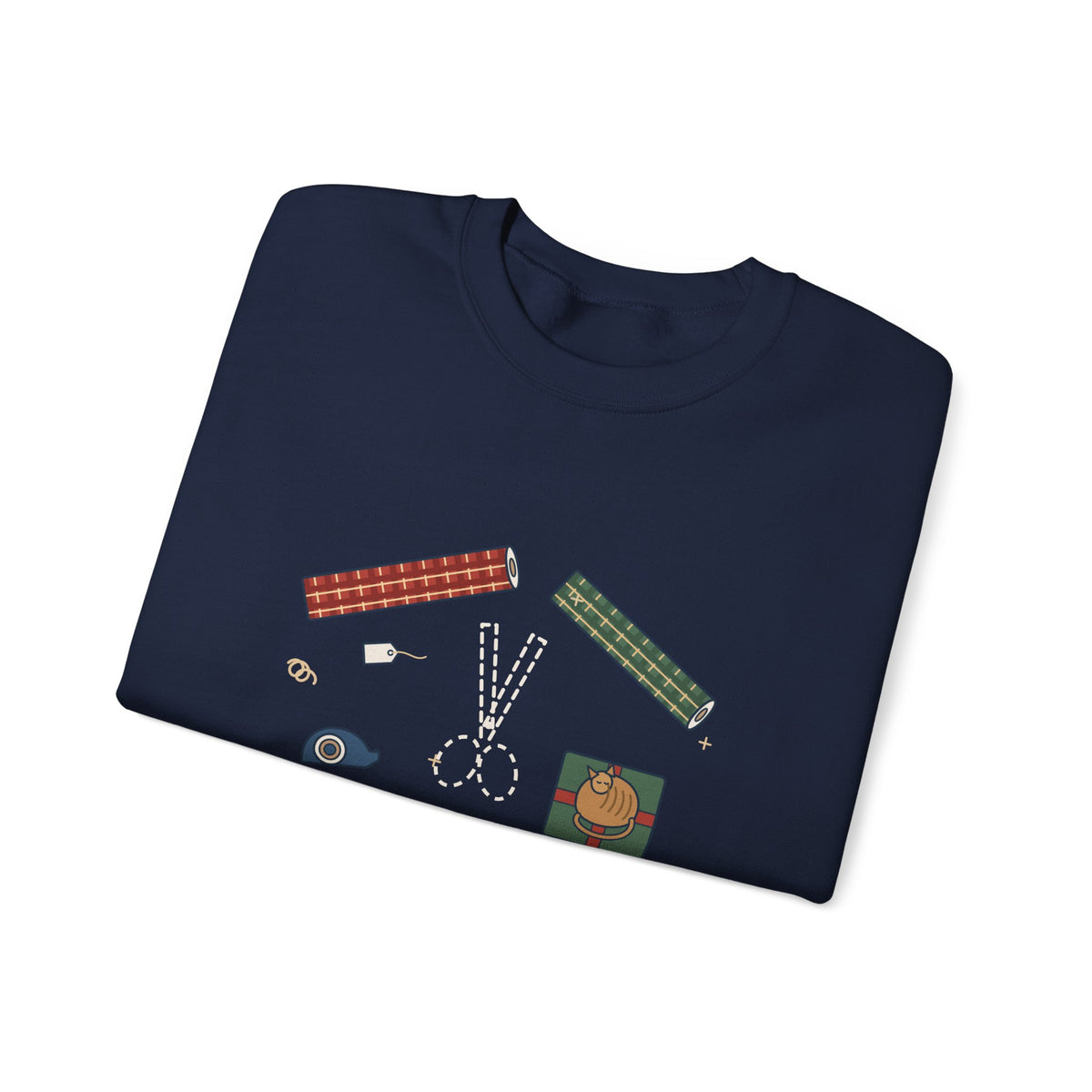Christmas Crewneck Sweatshirt - Who Has the Scissors? Gift Wrapping Night Sweatshirt
