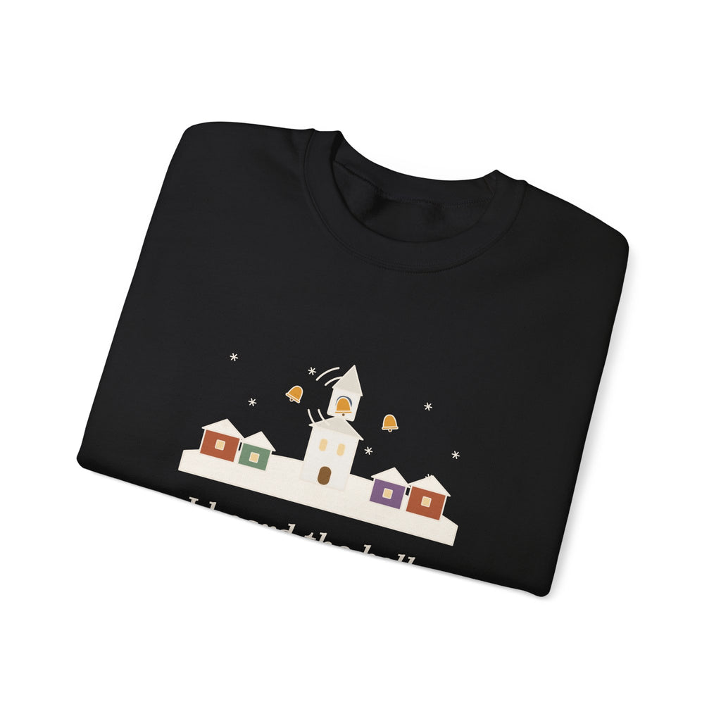 I Heard the Bells on Christmas Day Sweatshirt, Christmas Longfellow Quote Crewneck with Village Bell Tower