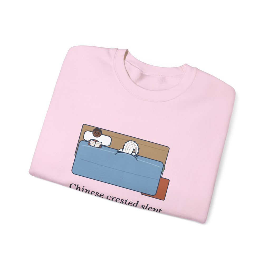 Chinese Crested Crewneck Sweatshirt - Cozy Dog Under the Comforter, Crest Showing