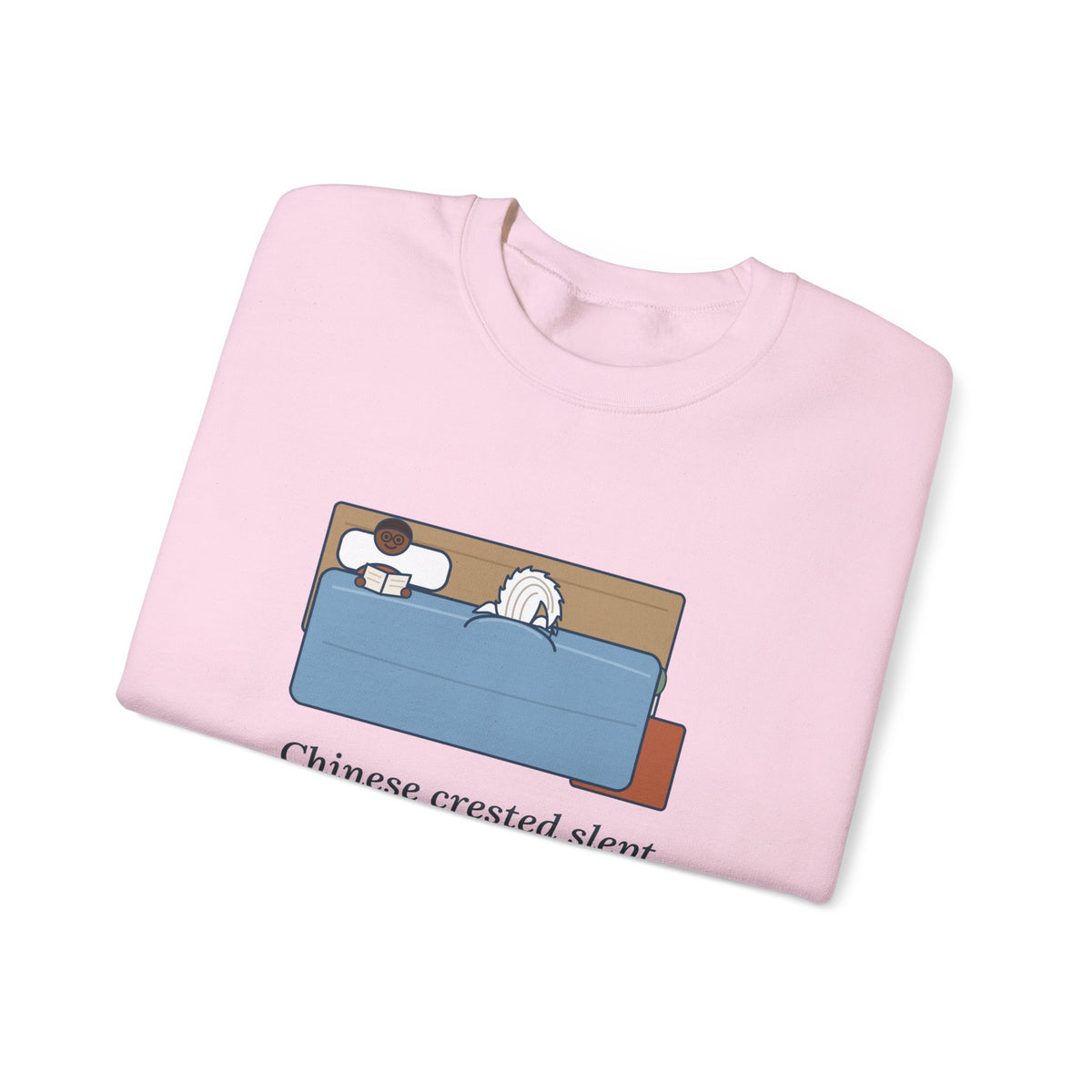 Chinese Crested Crewneck Sweatshirt - Cozy Dog Under the Comforter, Crest Showing
