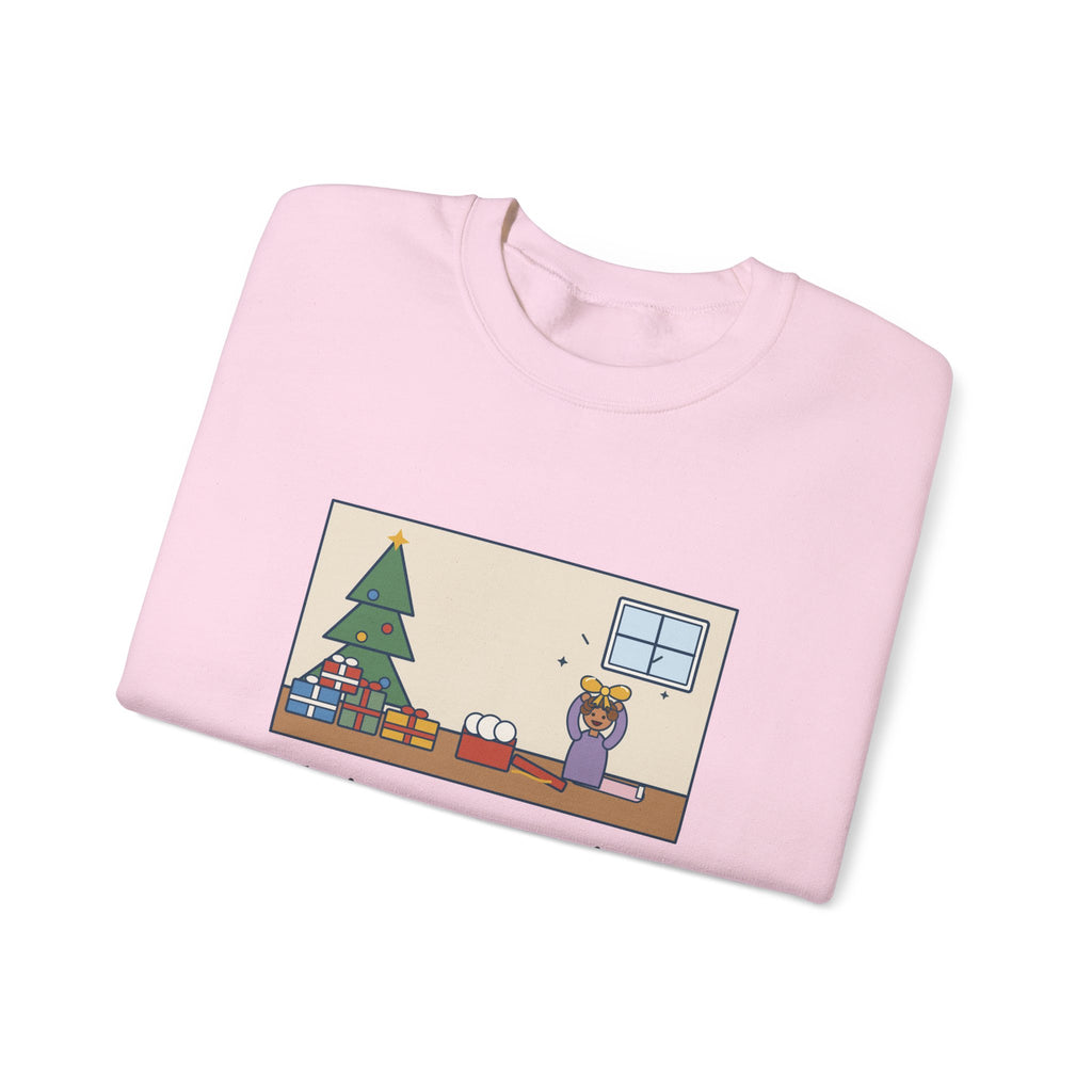 Christmas Morning Sweatshirt, The Toddler Opened One Gift and Spent an Hour with the Bow, Funny Shiny Bow Crewneck