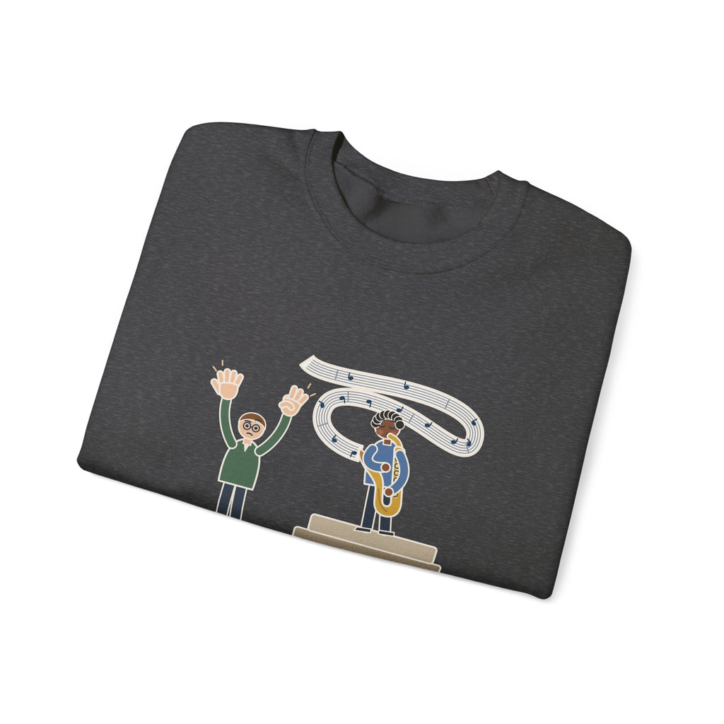 School Jazz Band Director Crewneck Sweatshirt - Eight Bars, The Sax Took Thirty-Two