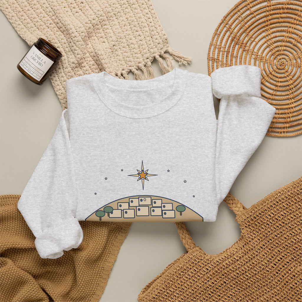 O Little Town of Bethlehem Sweatshirt, Christmas Brooks Quote Crewneck with Hill Town Star
