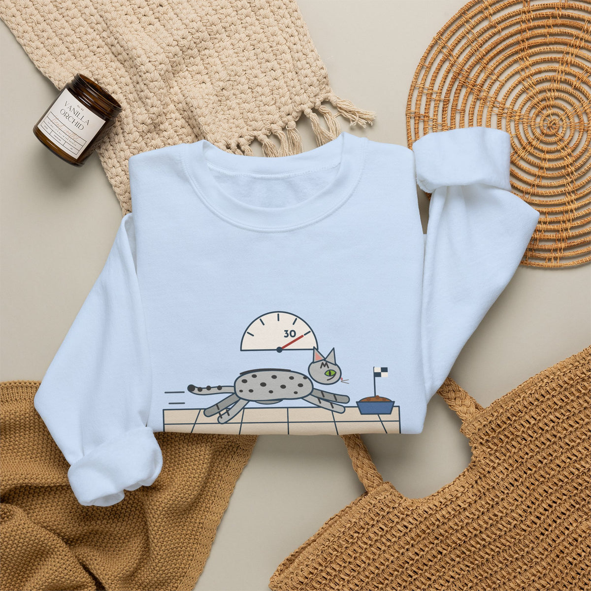 Egyptian Mau Crewneck Sweatshirt - Thirty Miles an Hour to the Food Bowl