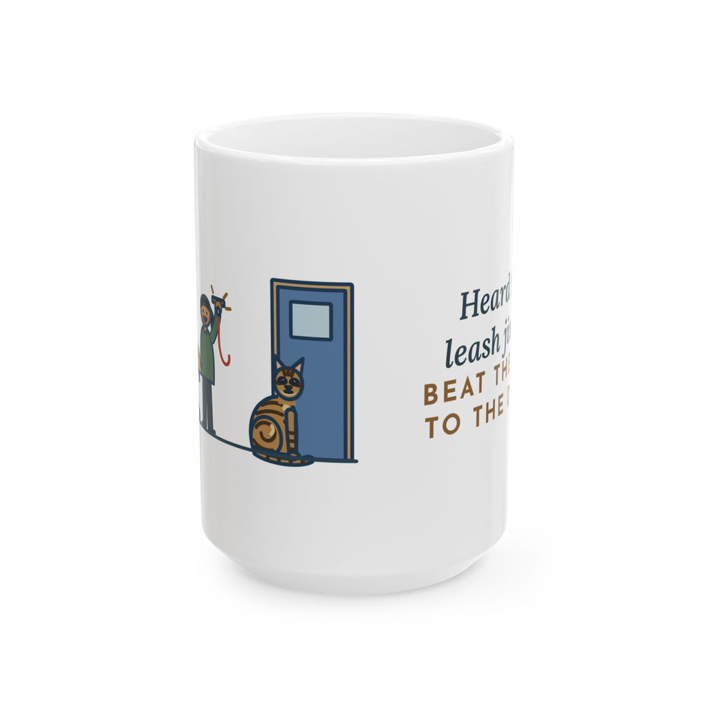 Large Sokoke Cat Mug 15oz - Leash Jingle Race, Cat Wins, Dog Second