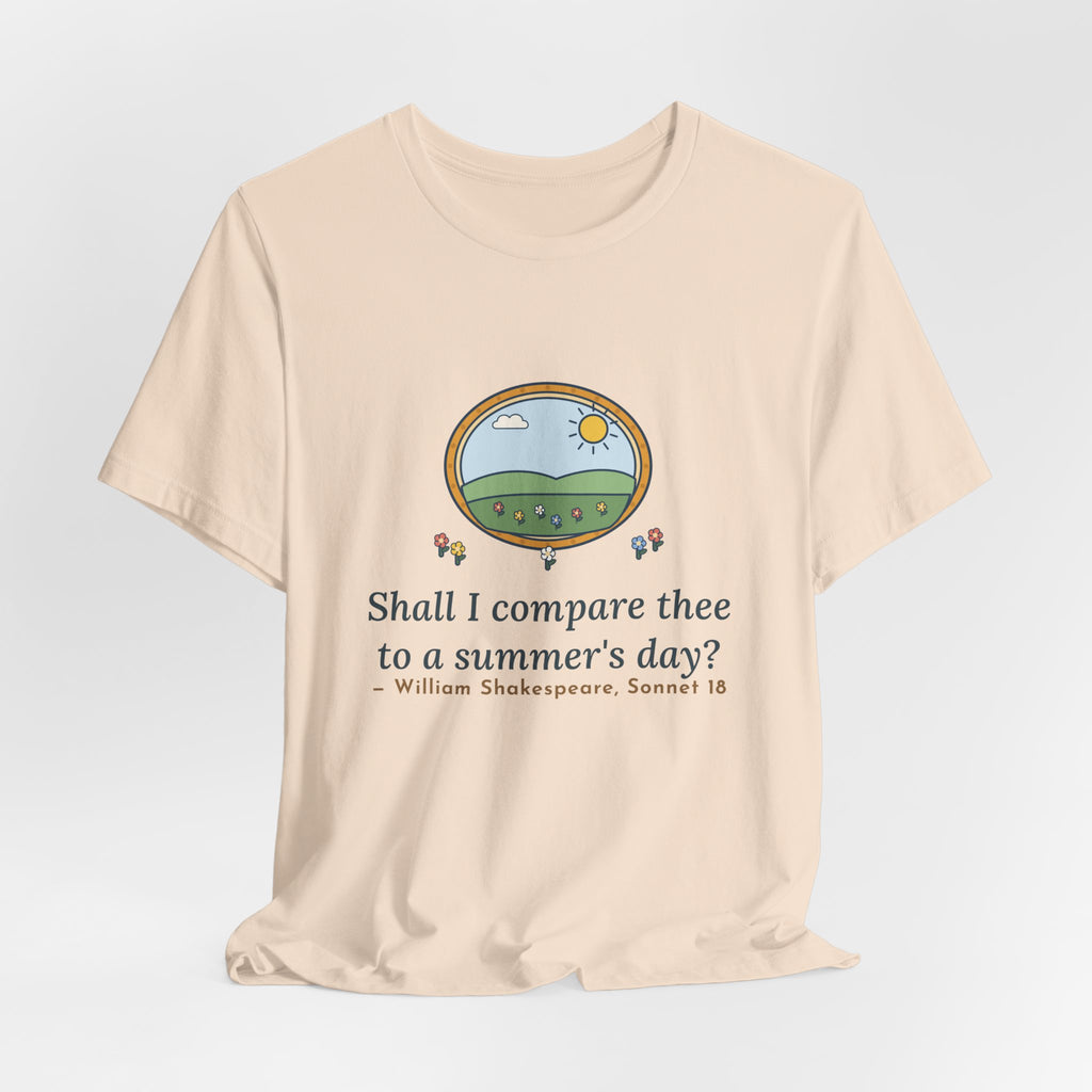 Shakespeare Quote T-Shirt, Shall I Compare Thee to a Summer's Day, Love Framed Meadow Tee