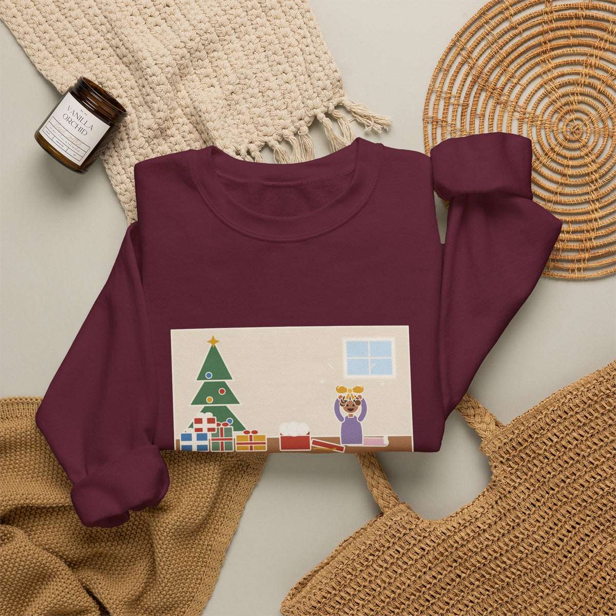 Christmas Morning Sweatshirt, The Toddler Opened One Gift and Spent an Hour with the Bow, Funny Shiny Bow Crewneck