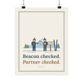 Backcountry Ski Poster - Beacon Checked. Partner Checked. Mountain Wall Art