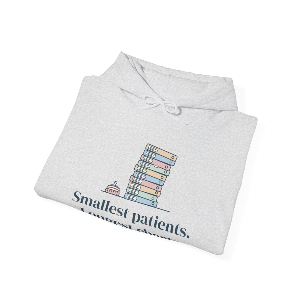NICU Nurse Hoodie - Smallest Patients. Longest Charts. Neonatal Nurse Hooded Sweatshirt Gift