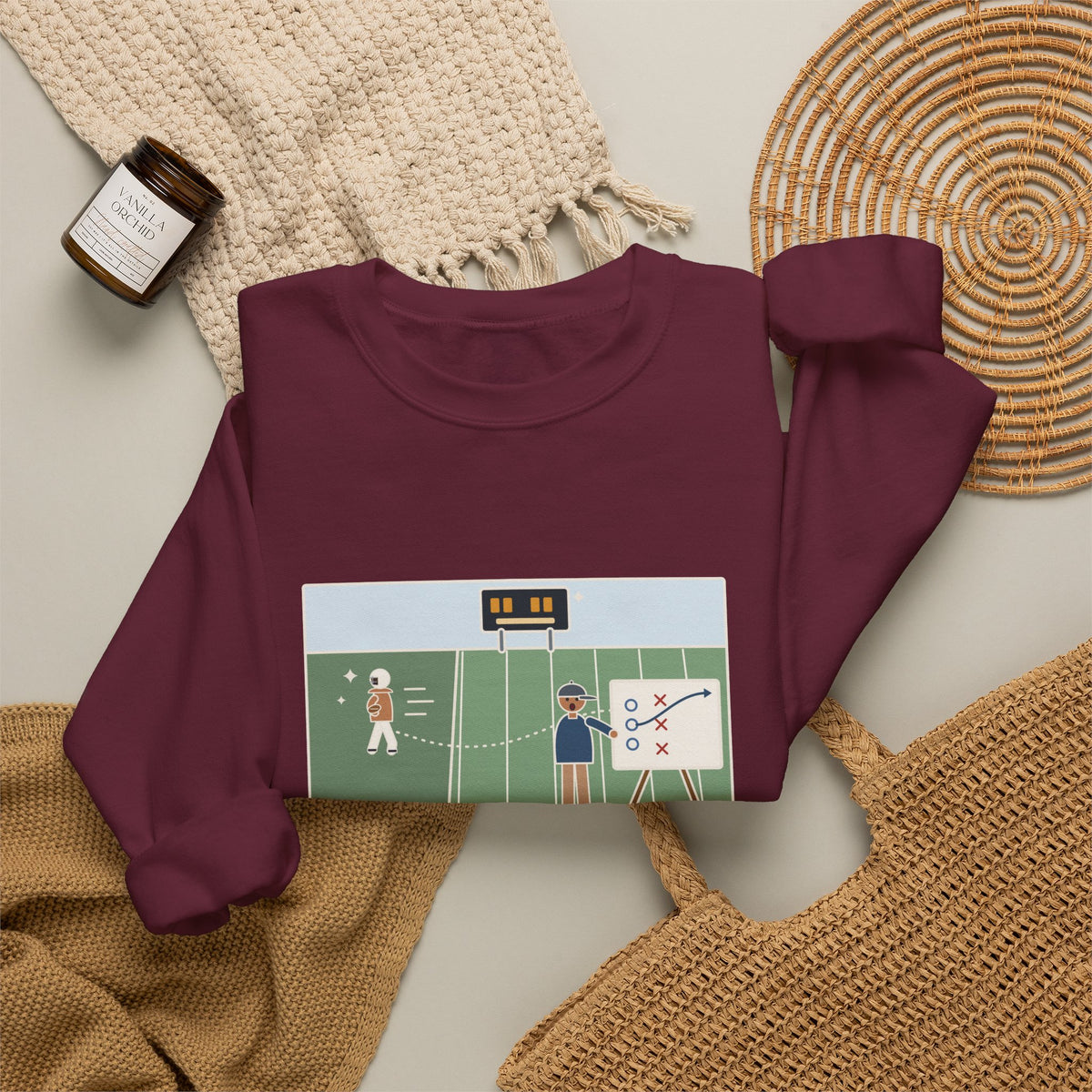Football Coach Sweatshirt, Drew Up the Play, The Quarterback Ran It Backward and Scored, Funny Sideline Board Crewneck