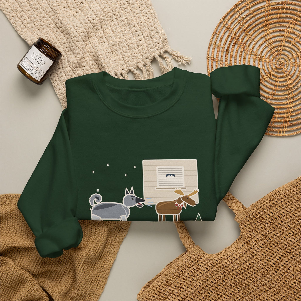 Norwegian Elkhound Crewneck Sweatshirt - Barked at the Plastic Lawn Moose for an Hour