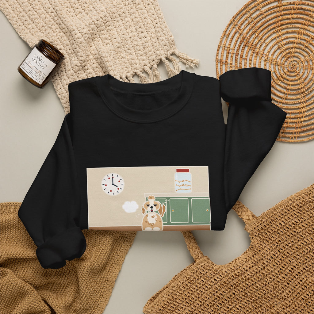 Shih-Poo Sweatshirt, Sits by the Treat Jar and Sighs Loudly Every Eleven Minutes, Funny Treat Jar Vigil Crewneck