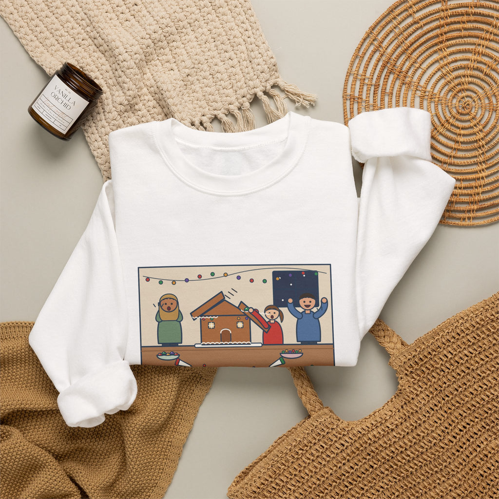 Gingerbread House Sweatshirt, The Roof Slid Off at the Second Gumdrop, Funny Holiday Baking Night Crewneck