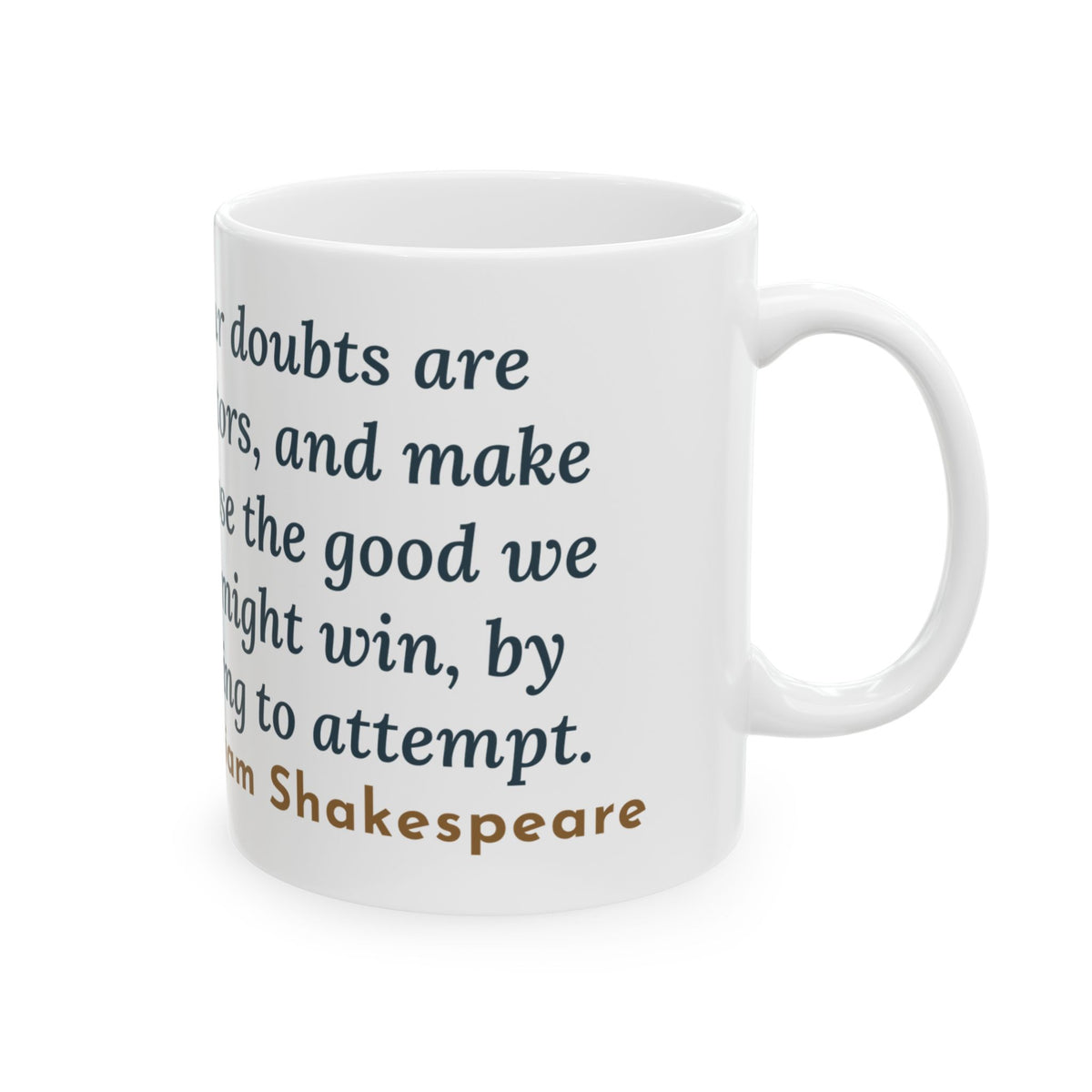 Shakespeare Quote Mug, Our Doubts Are Traitors, Literary Dawn Rowboat Coffee Mug 11oz