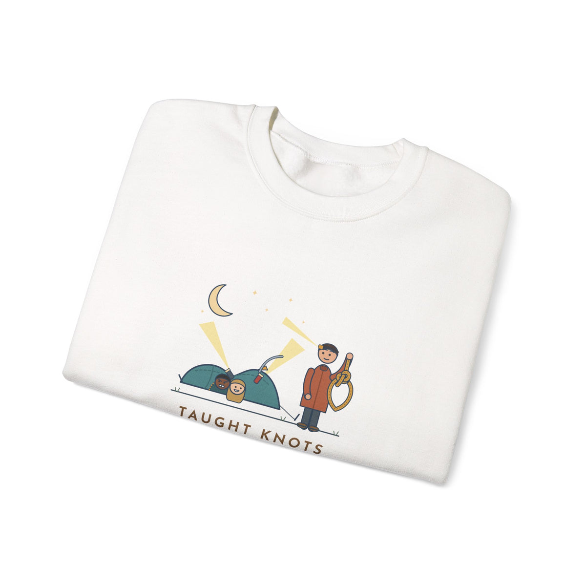 Outdoor Education Teacher Crewneck Sweatshirt - Knots for an Hour, Tent Fell at Midnight