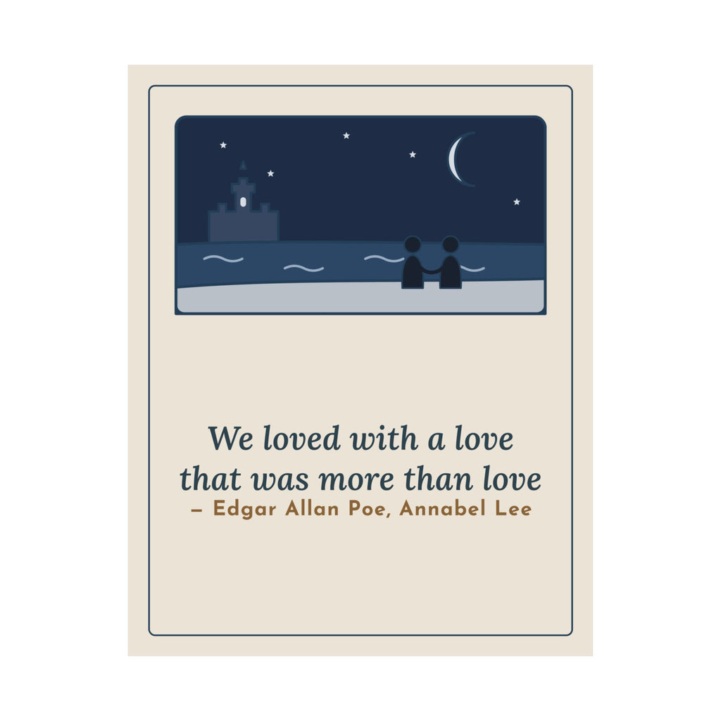 Poe Quote Poster, A Love That Was More Than Love, Love Moonlit Shore Wall Art