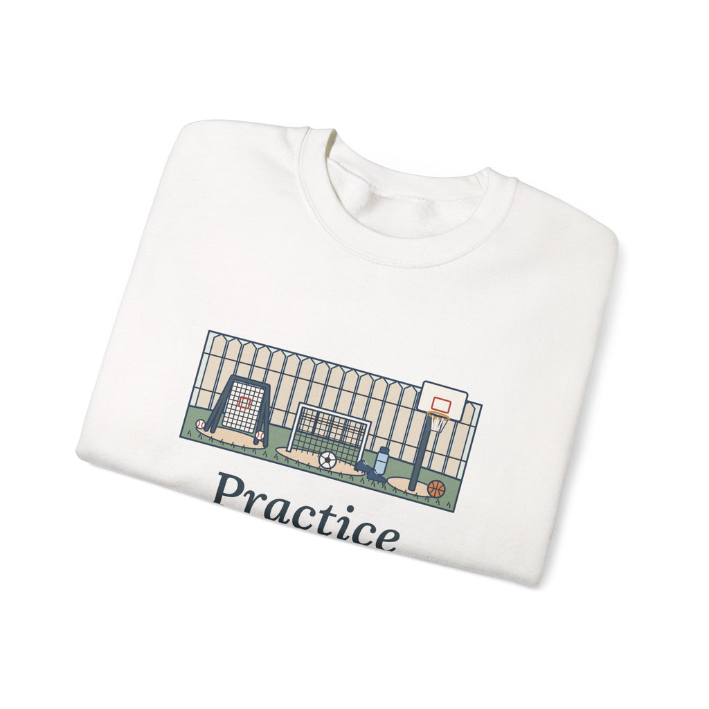 Practice Makes Perfect Sweatshirt, Youth Sports Proverb Crewneck, Backyard Practice