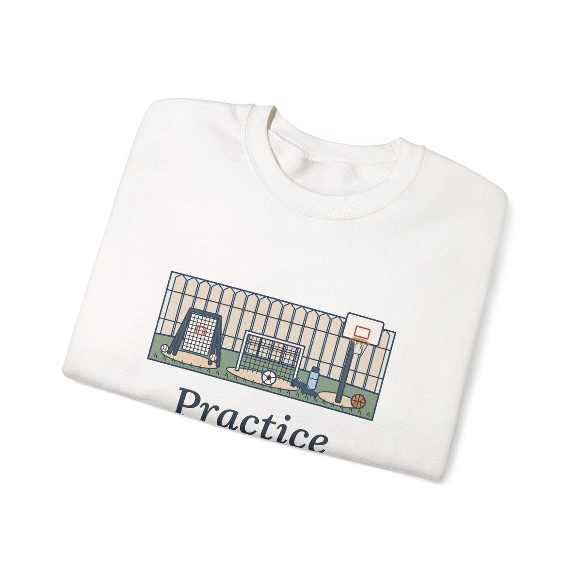 Practice Makes Perfect Sweatshirt, Youth Sports Proverb Crewneck, Backyard Practice