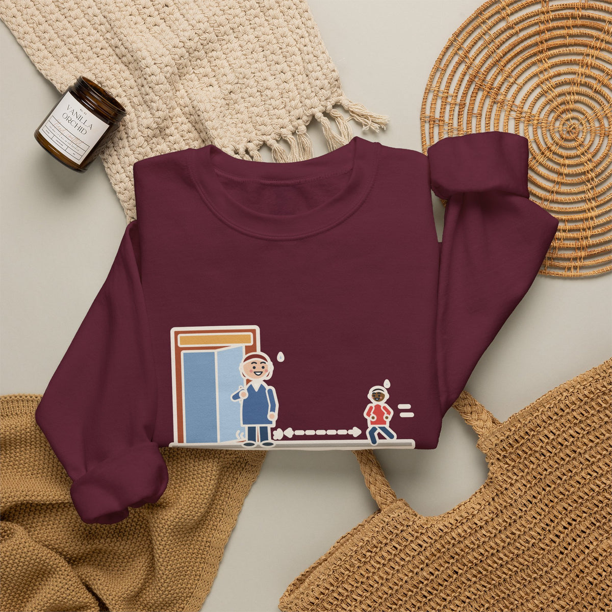 Holding the Door Sweatshirt, For Someone Twenty Feet Away, We Both Jogged, Funny Shop Entrance Crewneck
