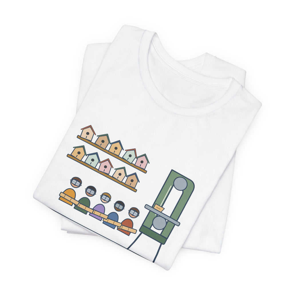 Shop Teacher T-Shirt - Thirty Birdhouses, One Band Saw Funny Woodshop Tee