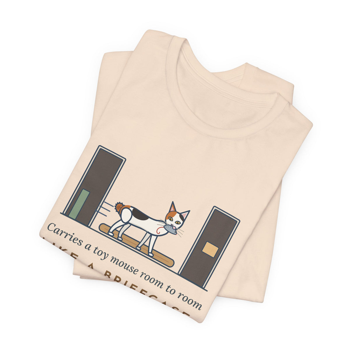 Japanese Bobtail Cat T-Shirt - Carries a Toy Mouse Room to Room Like a Briefcase