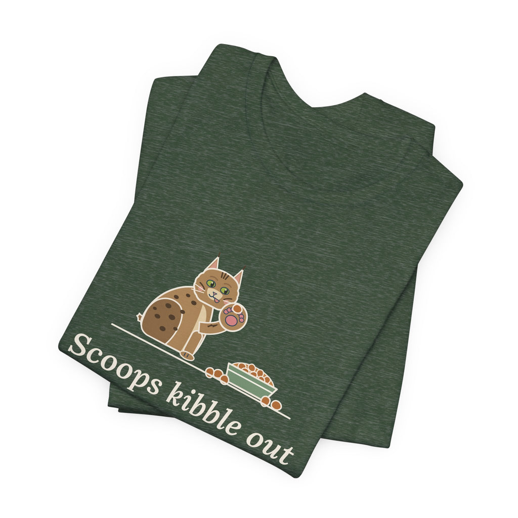 Pixiebob Cat T-Shirt - Scoops Kibble Out of the Bowl With Her Mitten Paw