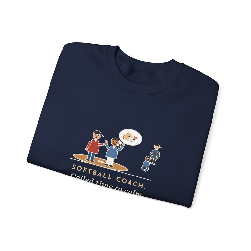Softball Coach Sweatshirt, Called Time for a Mound Visit, Heard All About Her New Puppy, Funny Mound Visit Crewneck