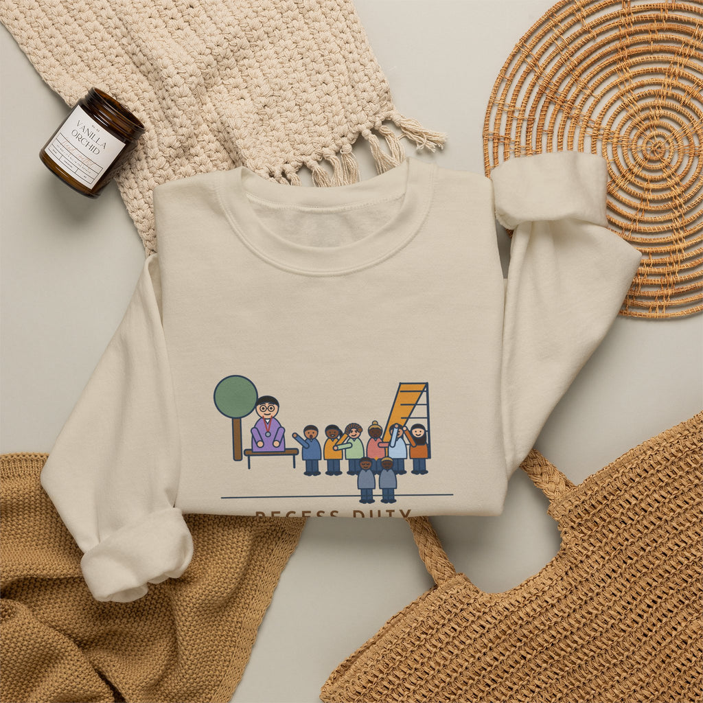 Recess Duty Crewneck Sweatshirt - Playground Tag Dispute, Six Witnesses
