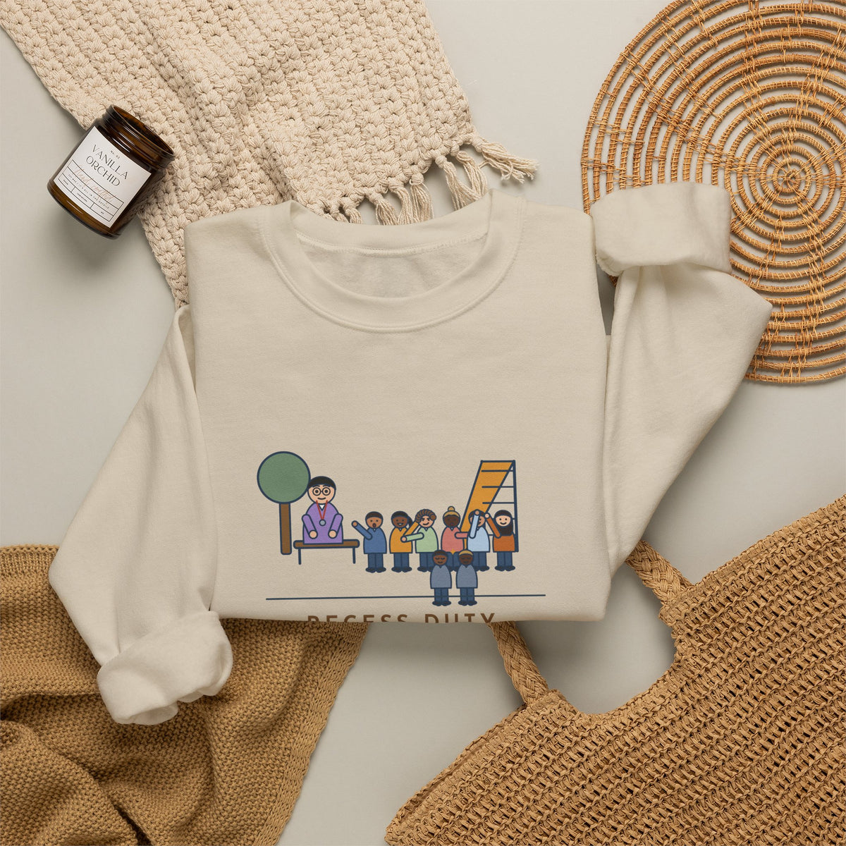 Recess Duty Crewneck Sweatshirt - Playground Tag Dispute, Six Witnesses