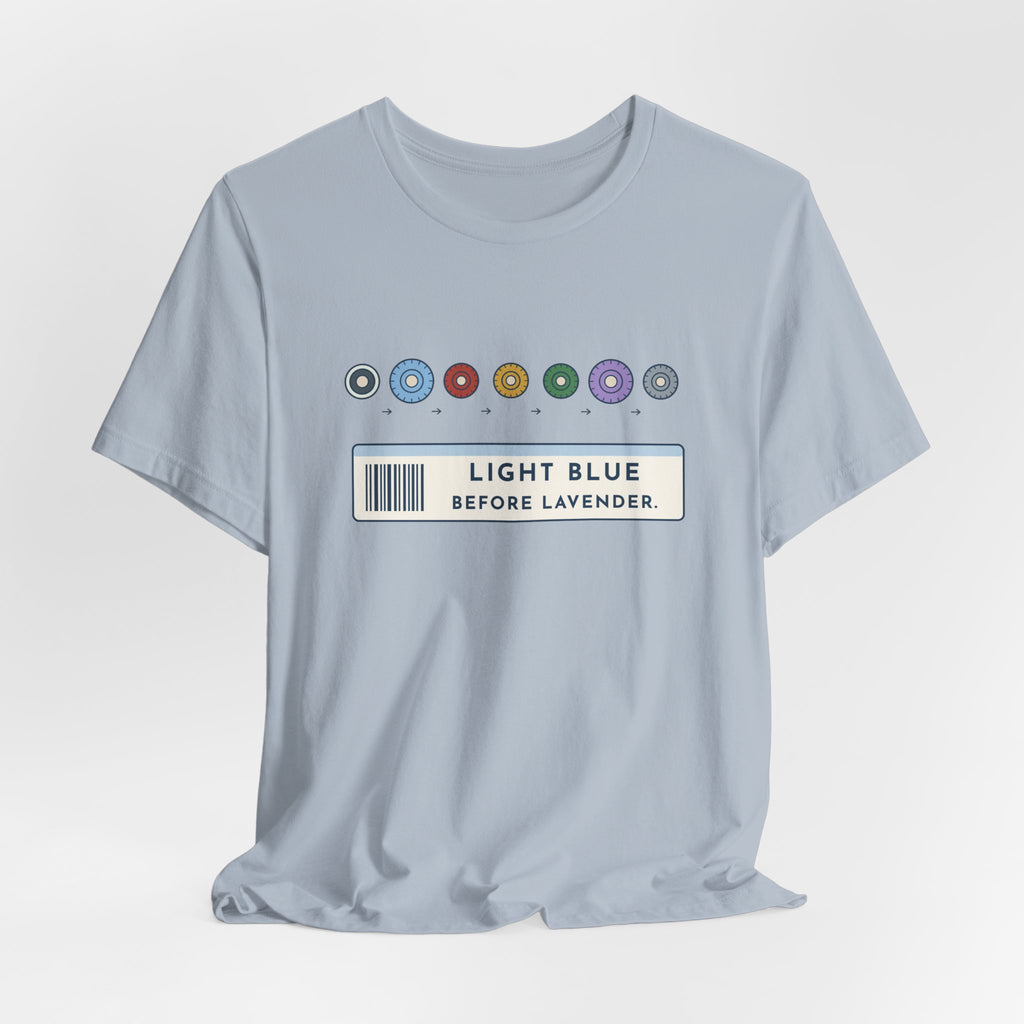 Phlebotomist T-Shirt - Light Blue Before Lavender Order of Draw Tee