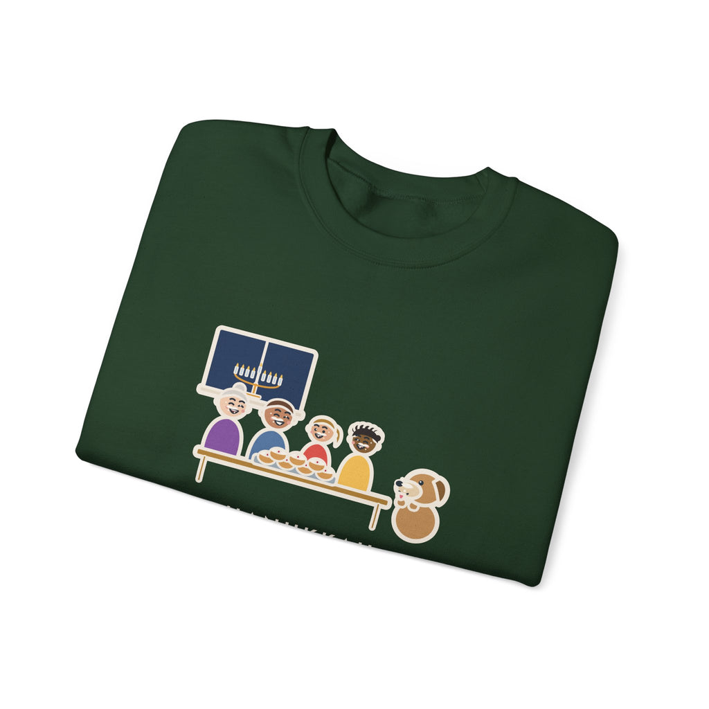Hanukkah Sweatshirt, One Tray of Jelly Doughnuts, Powdered Sugar on Every Face, the Dog's Too, Funny Sugar Mustaches Crewneck