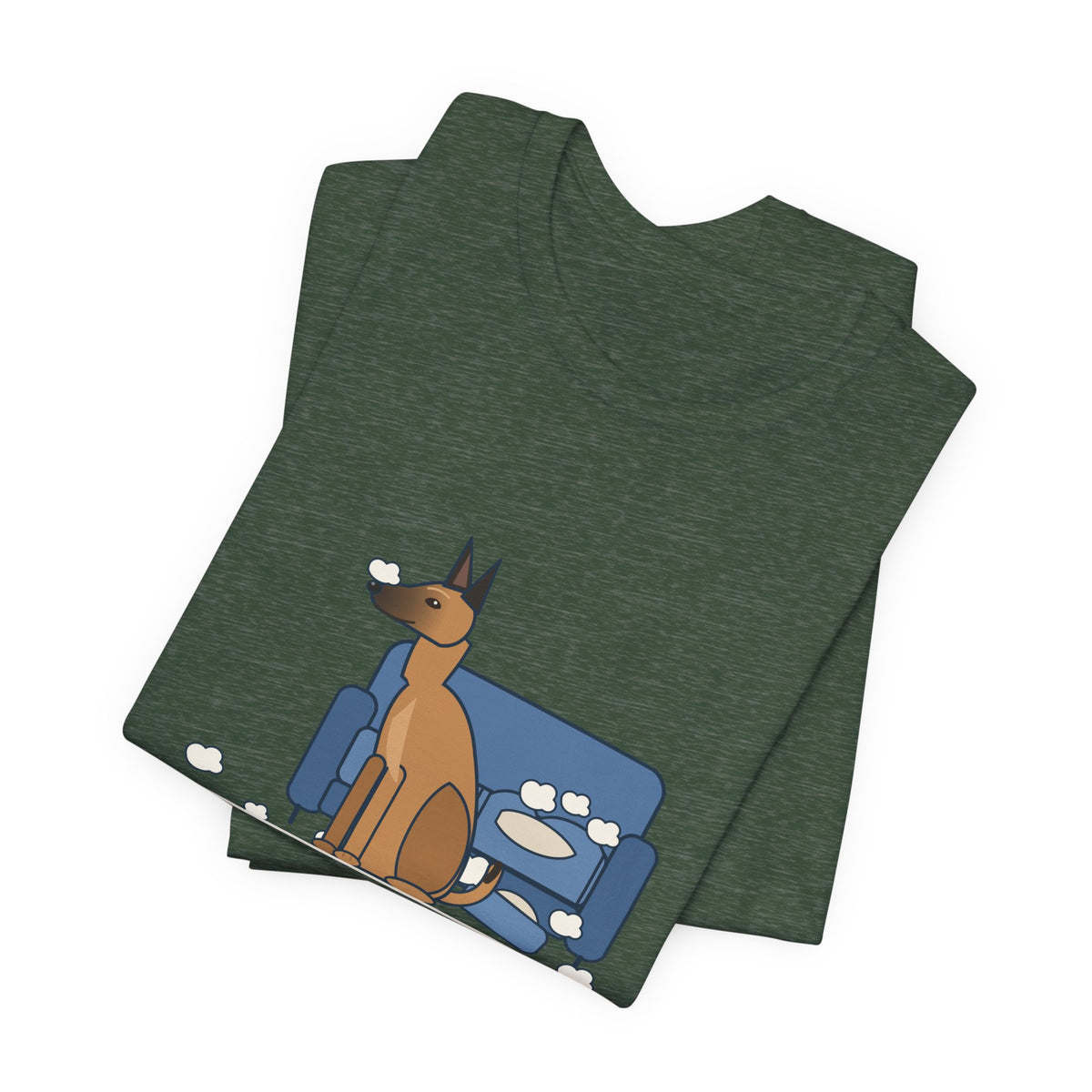 Belgian Malinois T-Shirt - The Malinois Found a Job: The Couch Cushions, Funny Mal Dog Tee